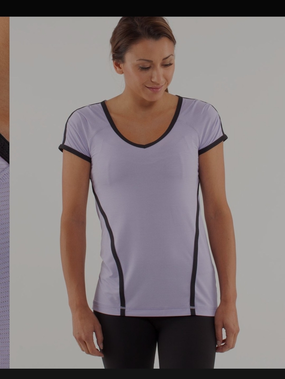 Lululemon Run Team Spirit Tech ShortSleeve Shirt Lilac Purple BlackTop P2P17 L27